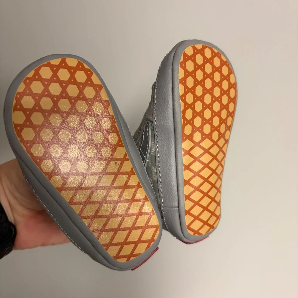 Vans Sk8-Hi Crib Shoes Grey Checkerboard Infant Size 3.0 Soft Sole Sneakers